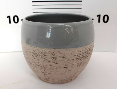 Kerámia kaspó ALBERTA FA MINTÁS FÉNYES SZÜRKE 18CM  
